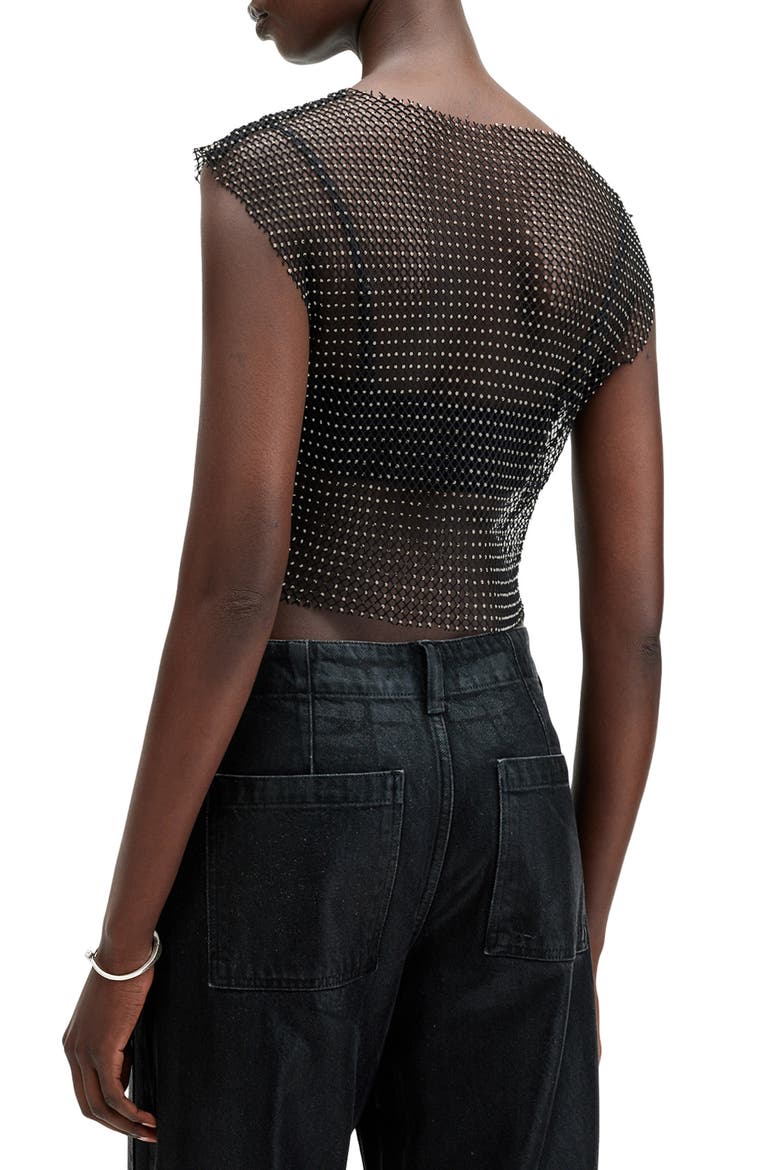 Calytrix Sparkle Mesh Crop Top, Alternate, color, BLACK
