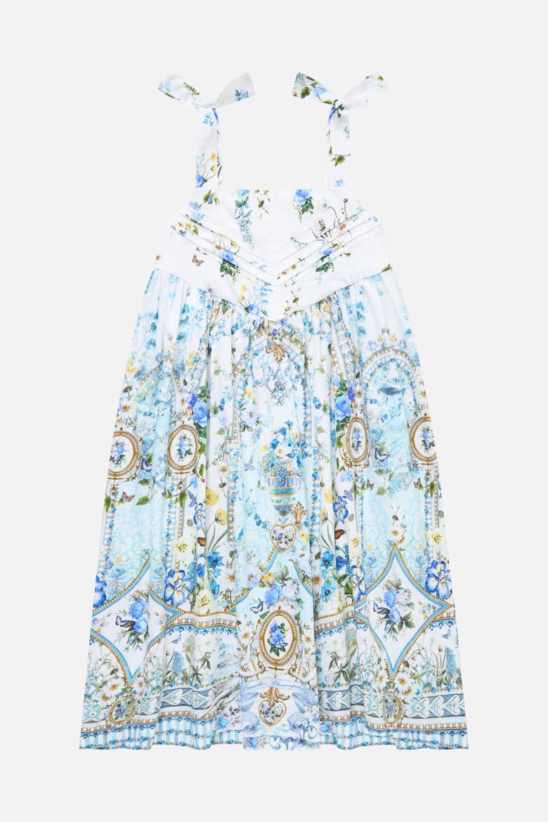 Kids Tie Strap Maxi Dress With Pintucks, Main, color, Dandelion Skies