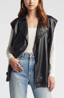 Open Edit Faux Leather Moto Vest