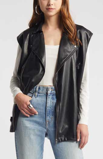 Open Edit Faux Leather Moto Vest