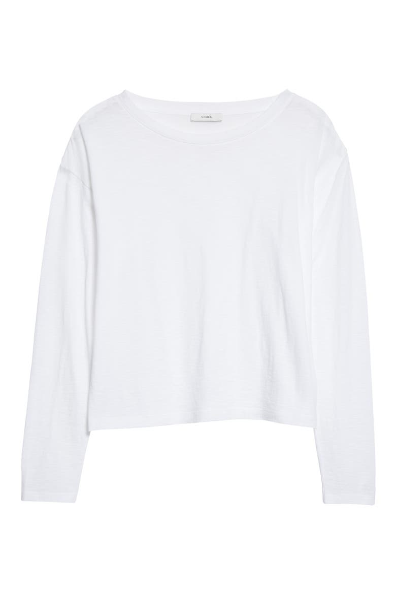 Boxy Long Sleeve Cotton Crewneck Top, Alternate, color, OPTIC WHITE