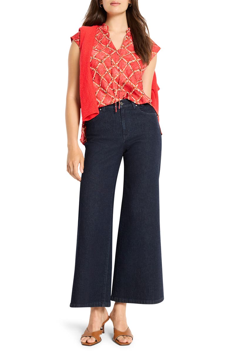 NIC+ZOE Squiggle Check Cap Sleeve Top, Alternate, color, Red Multi