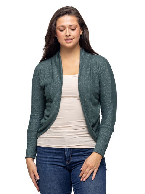 Curved Hem Open Front Long Womens Bolero Shrug