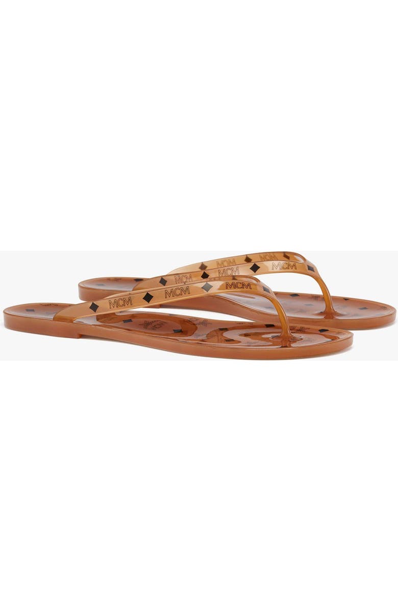 MCM Monogram Jelly Thong Sandals, Main, color, Cognac