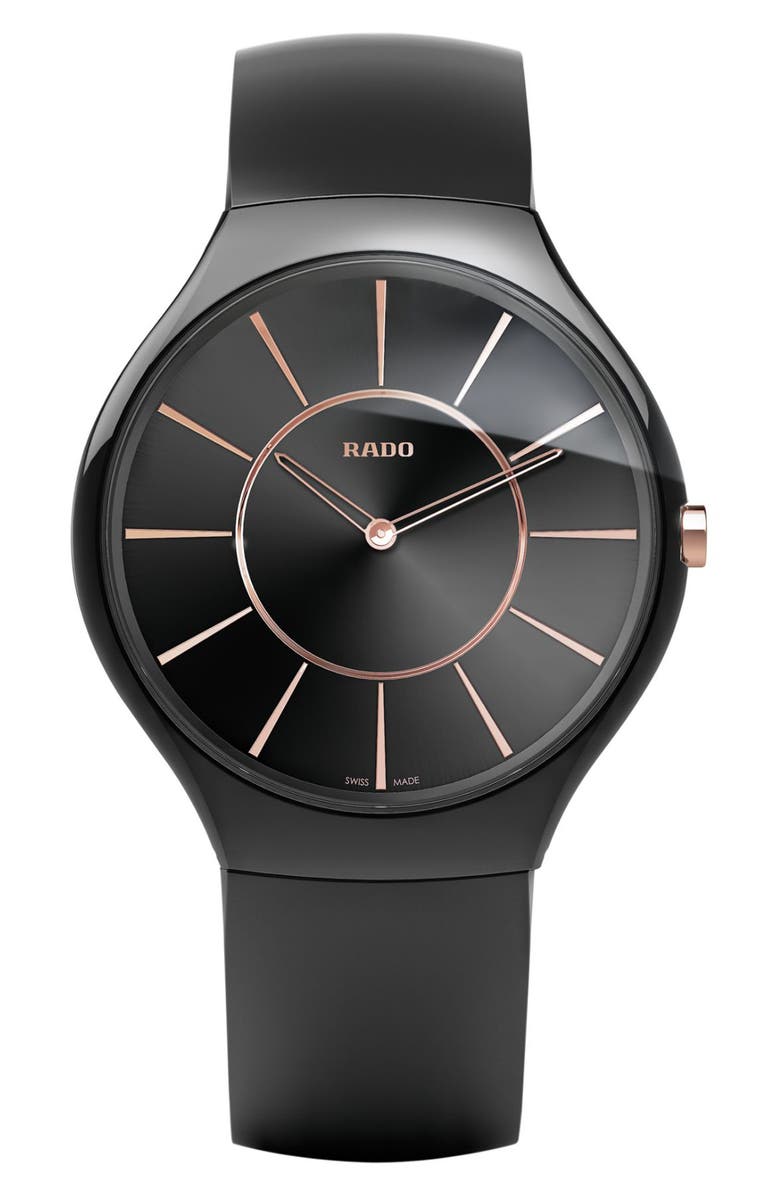 RADO True Thin Ceramic Strap Watch, 39mm, Main, color, 