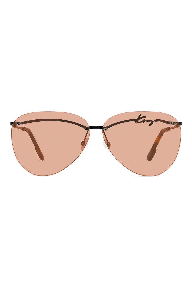 66mm Pilot Sunglasses, Main, color, SHINY BLACK/BROWN