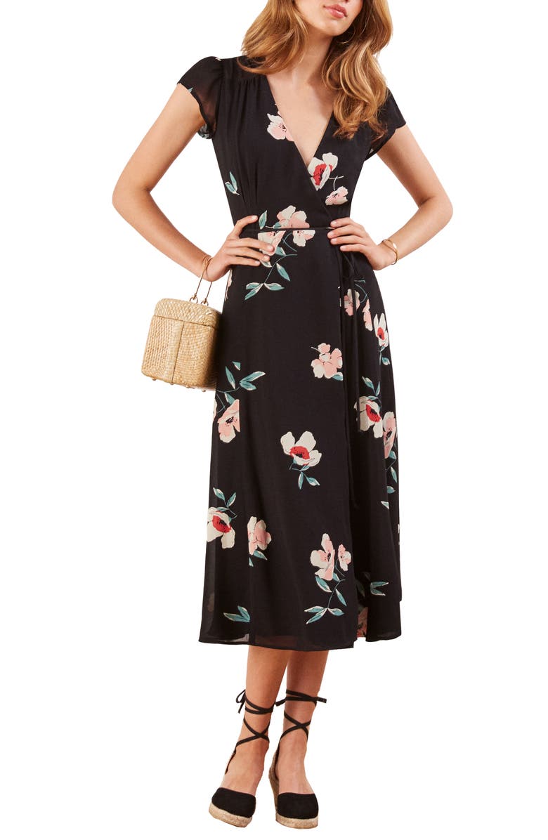 Reformation Carina Midi Wrap Dress, Alternate, color, 