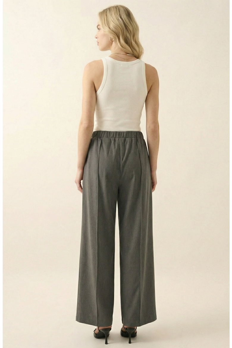 Wide Leg High-Rise Drawstring Trousers, Alternate, color, Charcoal Grey