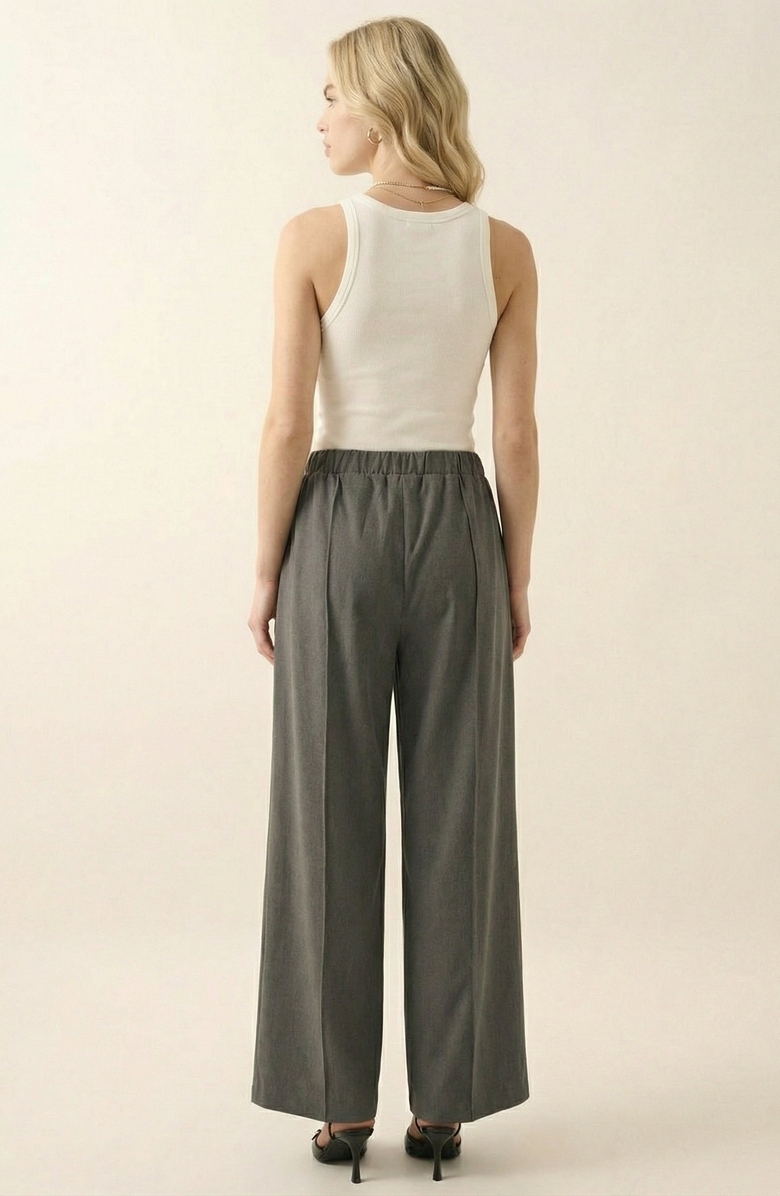 Modenaire Wide Leg High-Rise Drawstring Trousers, Alternate, color, Charcoal Grey