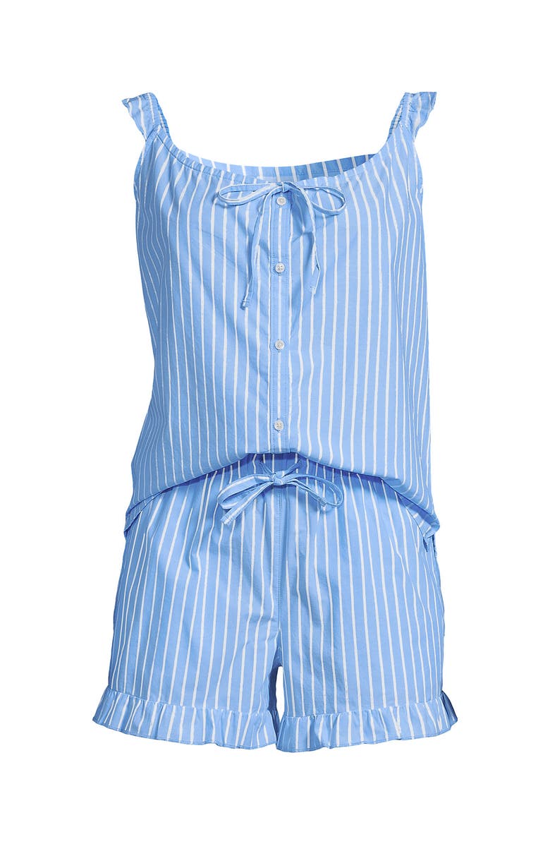 Lands' End Poplin 2 Piece Pajama Set - Tank Top and Shorts, Alternate, color, Blue/White Stripe