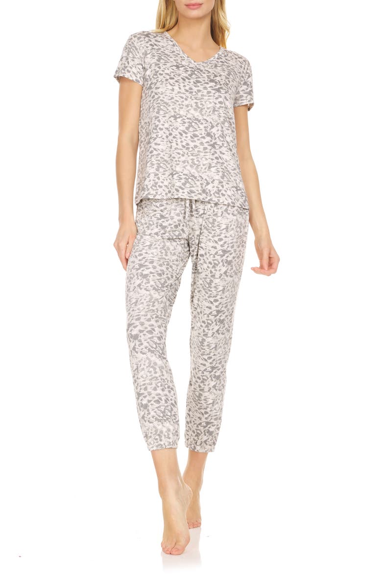 Elsa Print Jersey Pajamas, Main, color, GREY