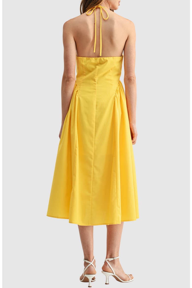 Halter Button Front Midi Dress, Alternate, color, YELLOW
