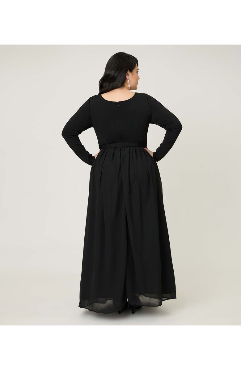 Unique Vintage Plus Size Brooch Maxi Dress, Alternate, color, Black W/Embellishment