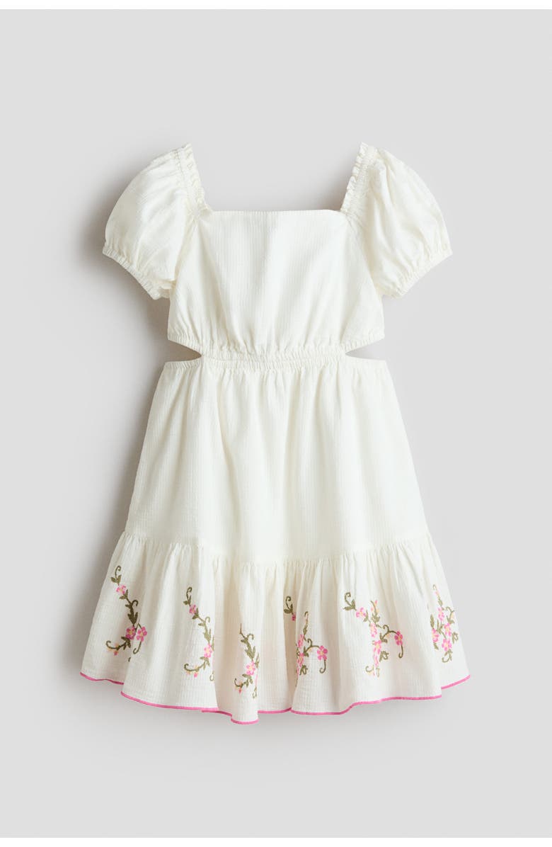H&M Cotton dress with embroidery, Main, color, White