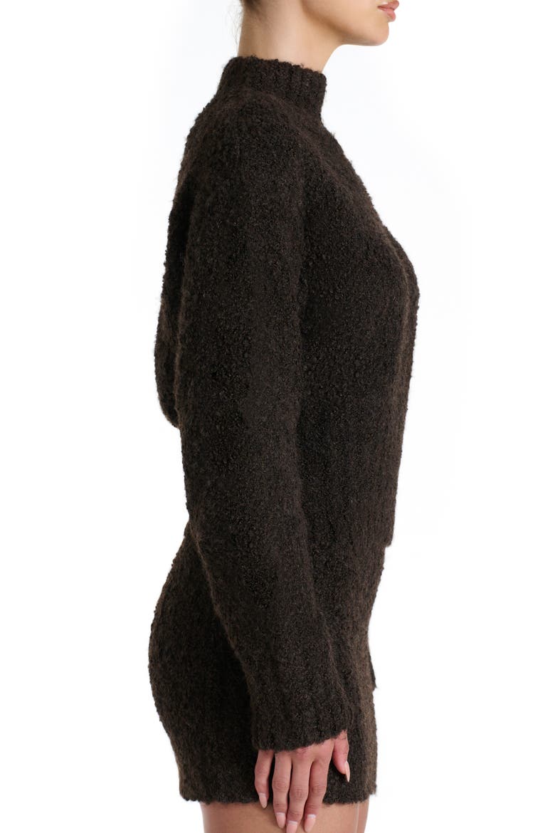 Turtleneck Bouclé Sweater, Alternate, color, DARK CHOCOLATE