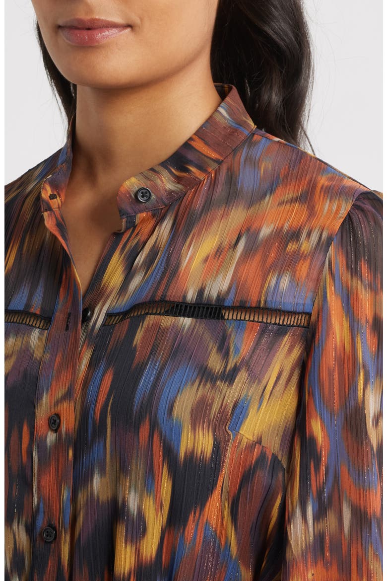 Metalllic Abstract Print Maxi Dress, Alternate, color, ORANGE MULTI