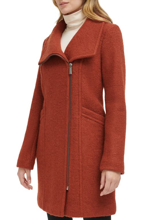 Kenneth Cole Women's Asymmetrical Zip Wool Boucle Coat In Red