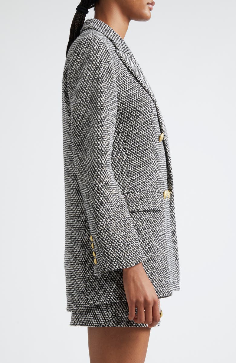 L'AGENCE Riva Double Breasted Knit Blazer, Alternate, color, Blackivor