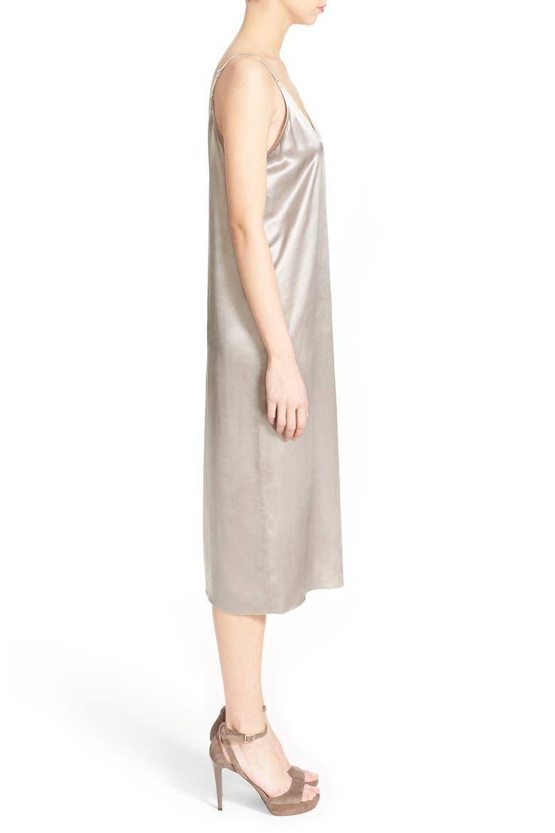 V-Neck Satin Slipdress, Alternate, color, SILVER