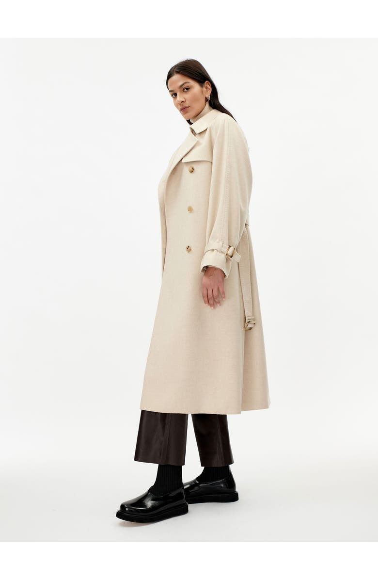 GOBI Mongolian Cashmere Cashmere Double Breasted Trench Coat, Alternate, color, Beige