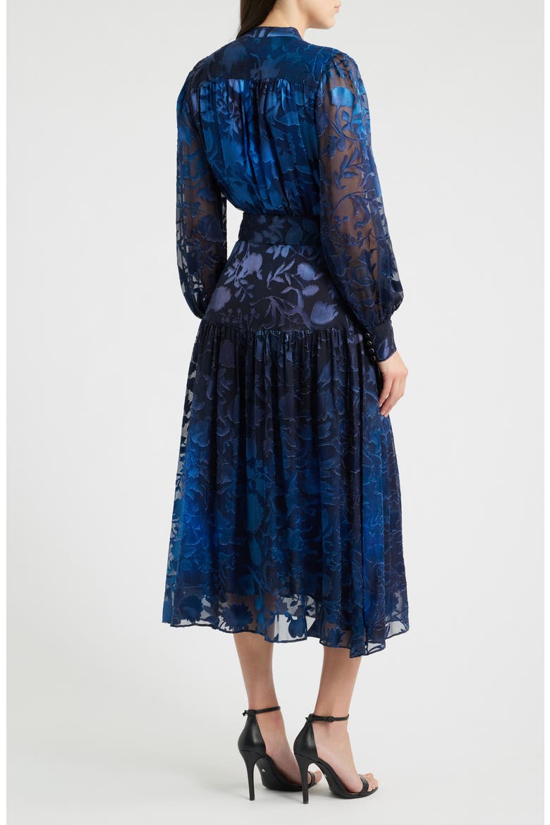 The Pippa Burnout Floral Long Sleeve Dress, Alternate, color, BRUSHSTROKE DENIM