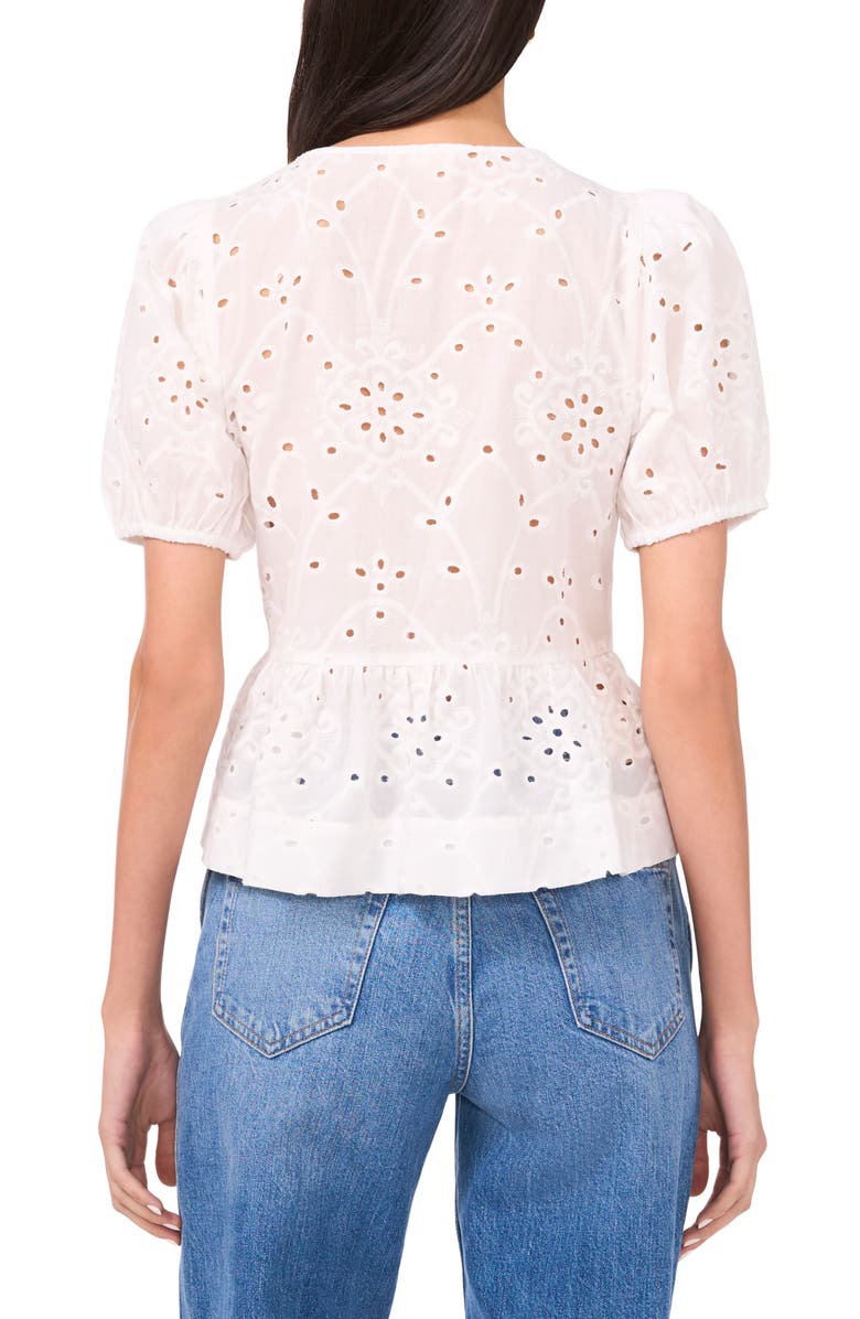 Parker Alina Tie Front Eyelet Peplum Top, Alternate, color,
