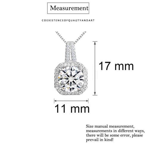 Hollywood Sensation Two Carat Halo Cubic Zirconia Pendant Necklace In Silver
