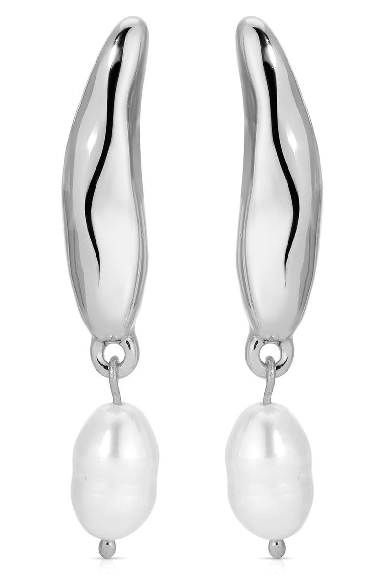 Liquid Elegance Pearl Drop Earrings, Alternate, color, SILVER