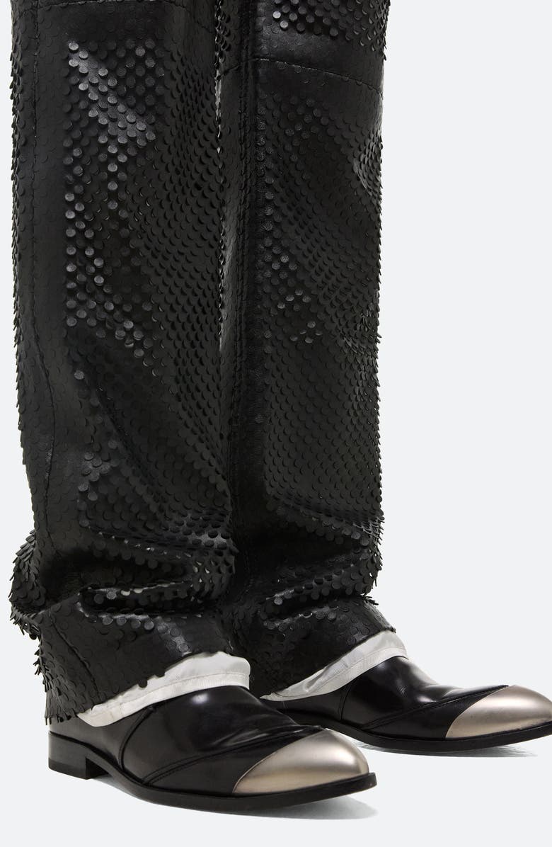 Helmut Lang Worker Hole Punch Leather Straight Leg Pants, Alternate, color,