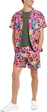 OppoSuits Leopard Spot Camp Shirt & Drawstring Shorts Set