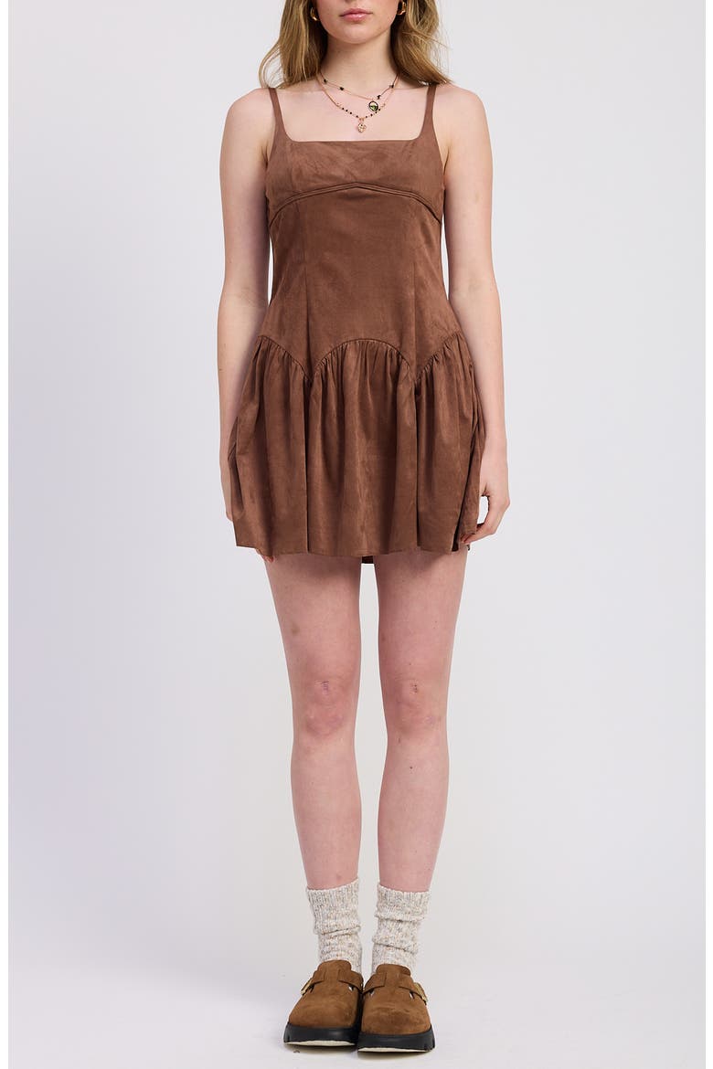 Cordelia Empire Waist Fit & Flare Minidress, Main, color, MOCHA