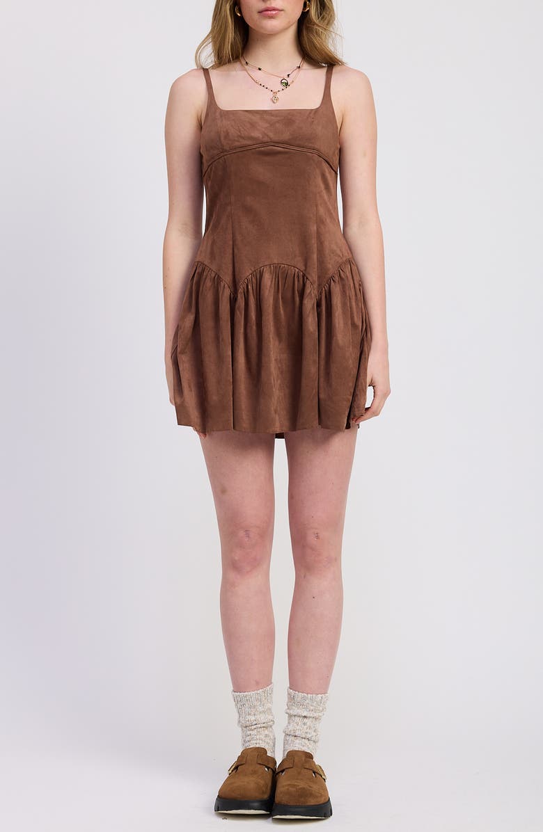 JACQUIE THE LABEL Cordelia Empire Waist Fit & Flare Minidress, Main, color, Mocha
