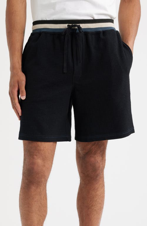 Majestic International Cotton Blend Pajama T-shirt & Waffle Shorts Set In Black