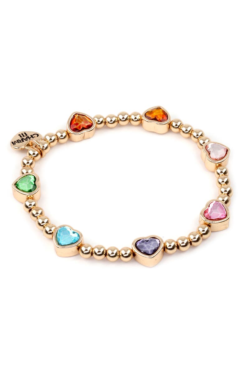 CHARM IT!<sup>®</sup> Kids' Sparkle Heart Beaded Stretch Bracelet, Main, color,