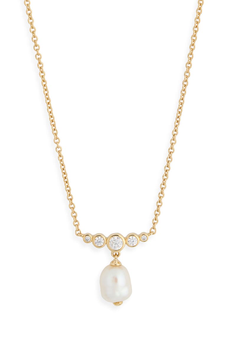 Siren Faux Pearl Pendant Necklace, Main, color, GOLD