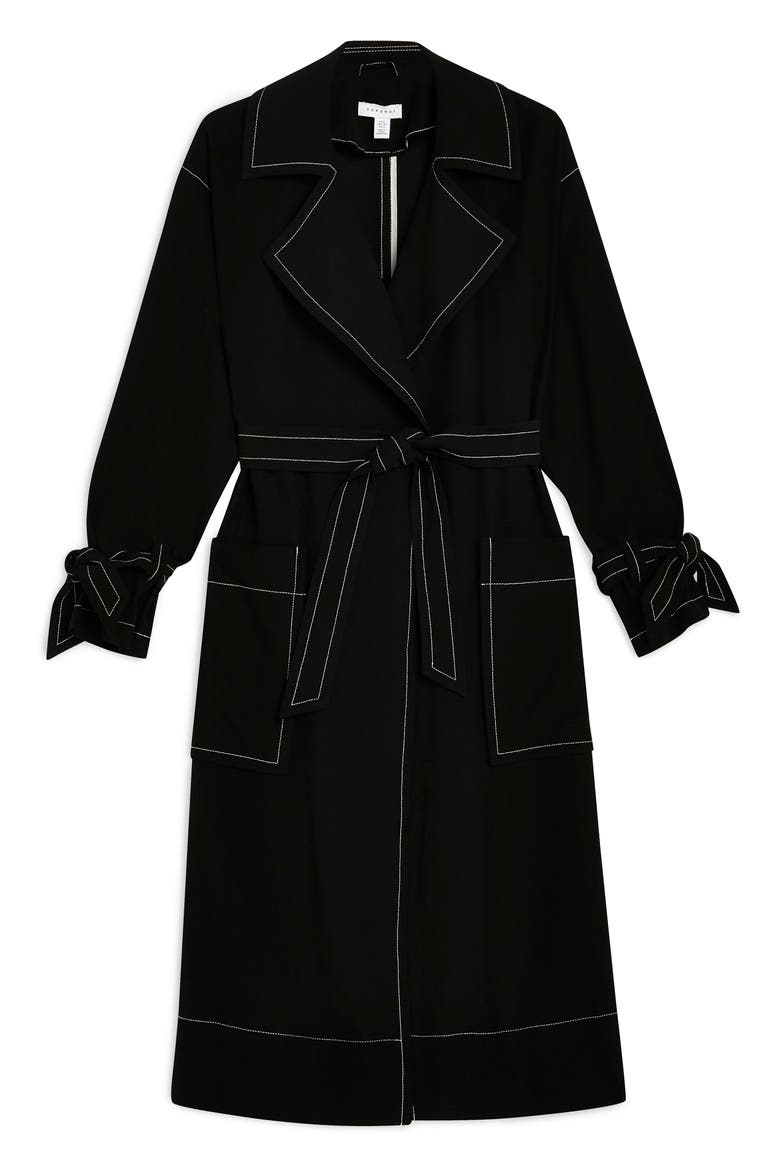 Belted Duster Coat, Alternate, color, BLACK