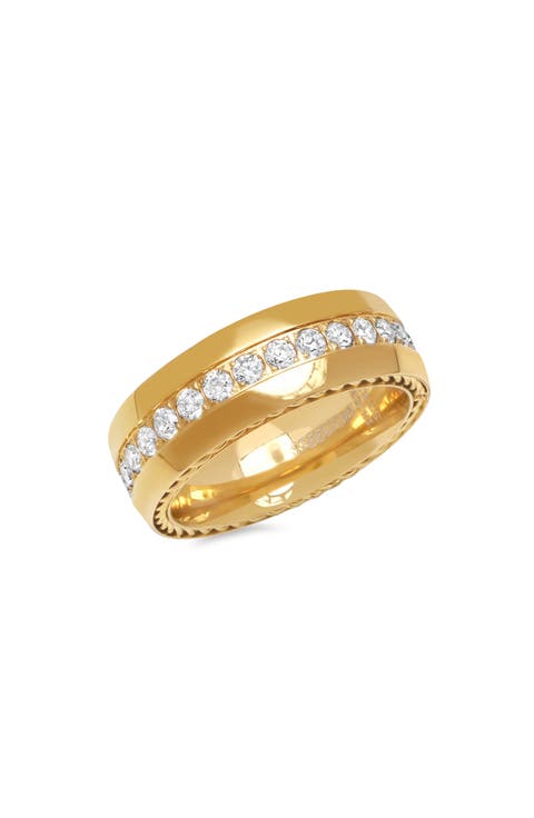 Chain Link Cubic Zirconia Wide Band Ring