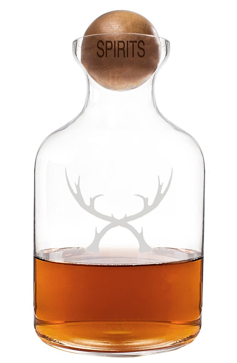 Cathy's Concepts 'Antlers' Glass Decanter & Wood Stopper, Main, color,