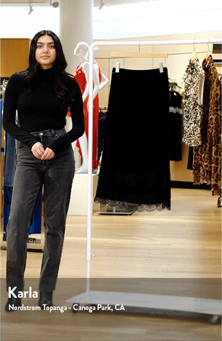 Gracie Lace Detail Velvet Midi Skirt, sales video thumbnail