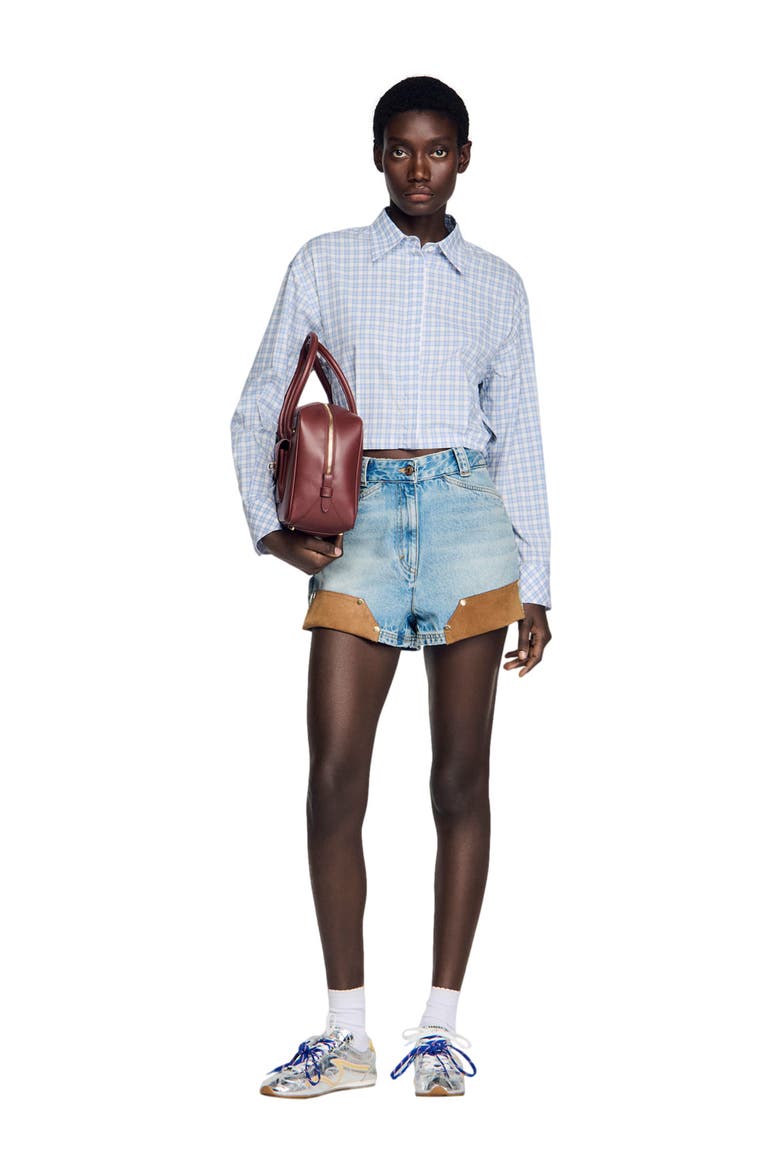 Short checked shirt, Alternate, color, Blu / white