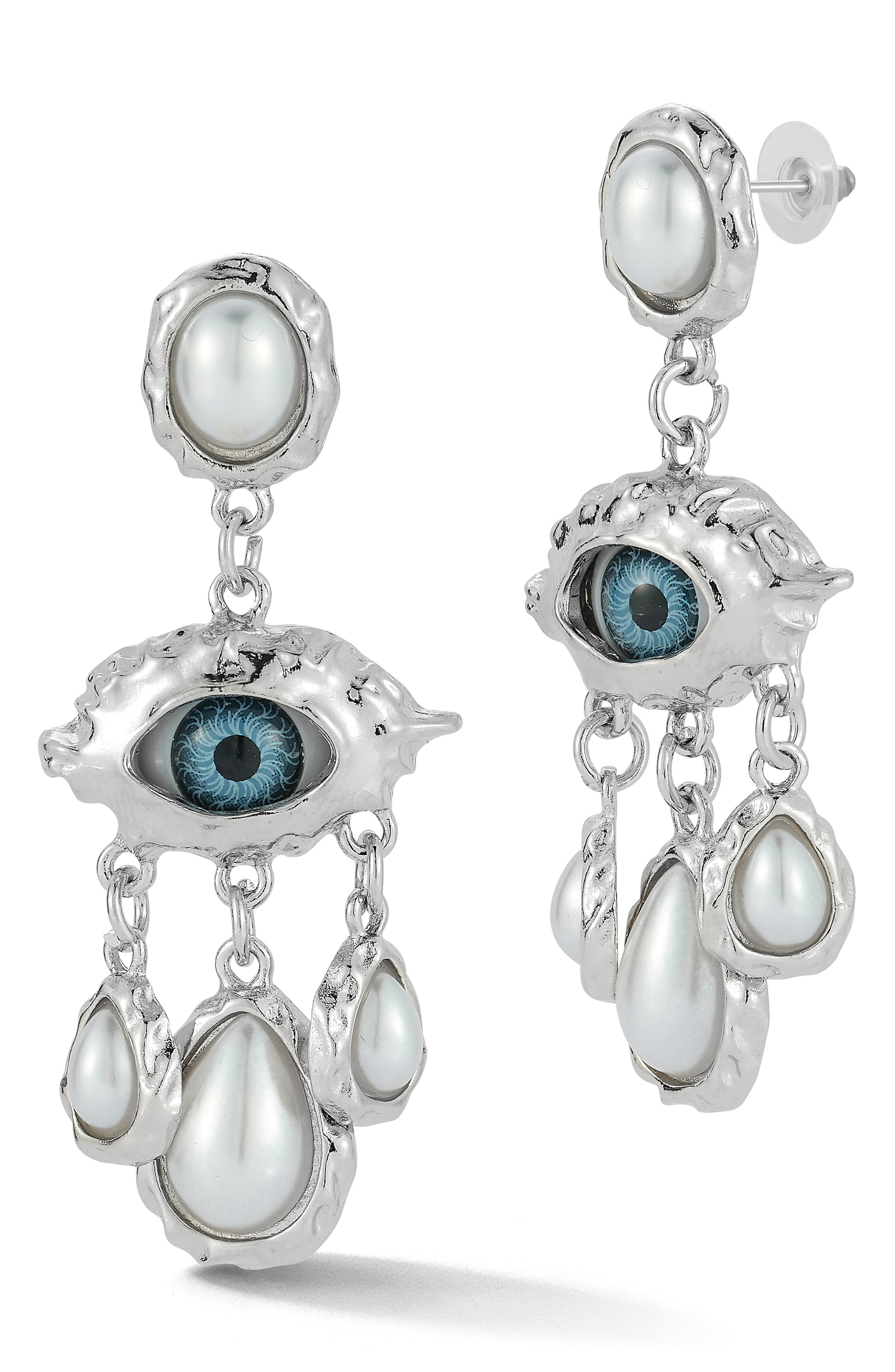 Faux Pearl Eye Drop Earrings