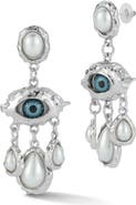 CHLOE AND MADISON Faux Pearl Eye Drop Earrings