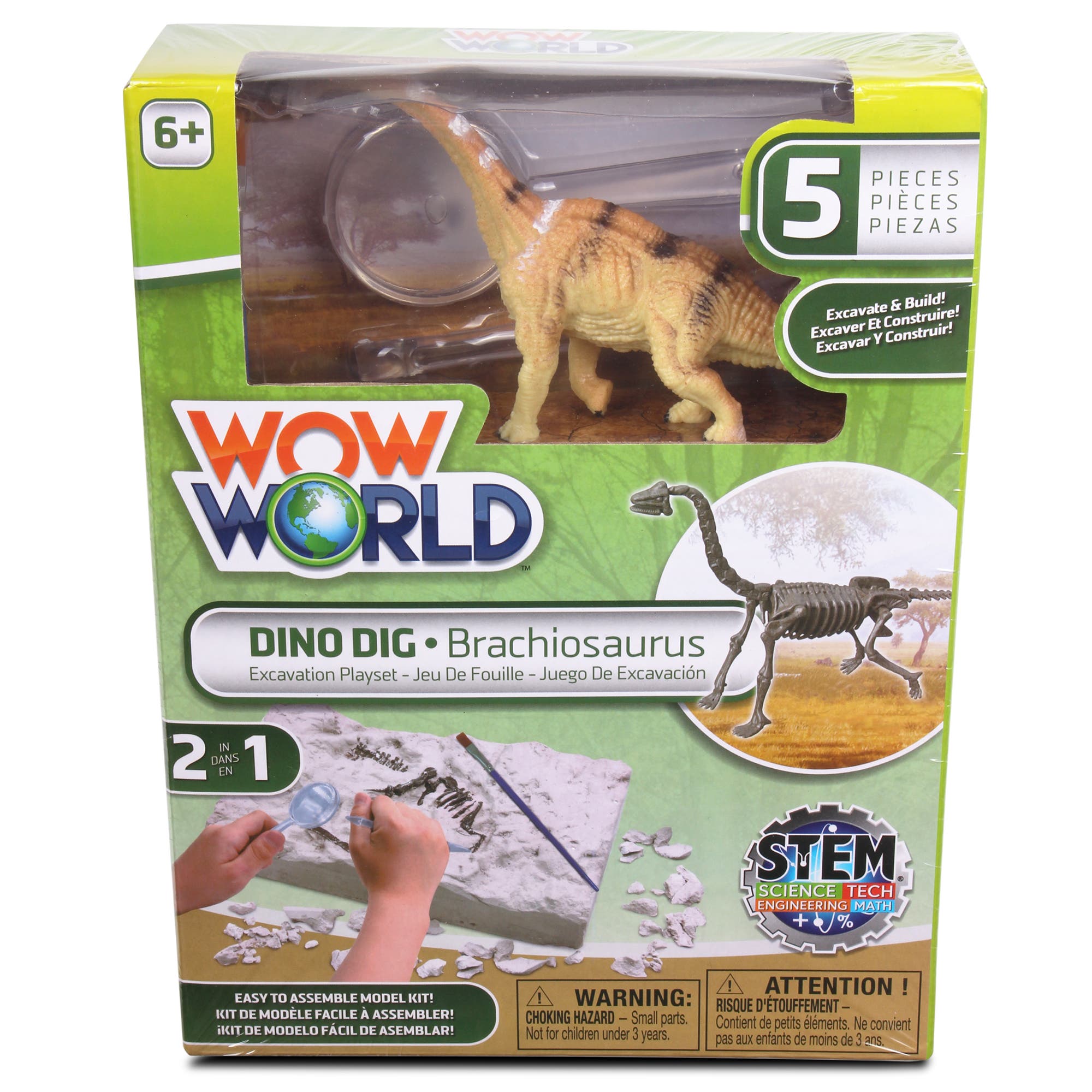 WowWorld Dino Dig Brachiosaurus Skeleton Excavation Kit, Ages 6+ in Multicolored 
