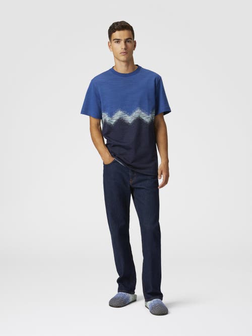 Missoni Cotton Crewneck T-shirt With Slub Zigzag In Multicoloured