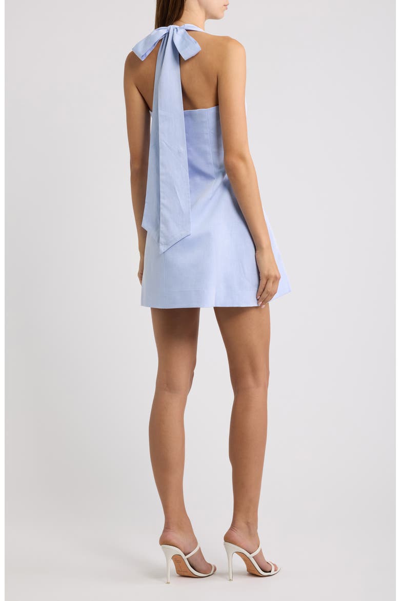 Halter Cotton Twill Minidress, Alternate, color, BLUE PINSTRIPE