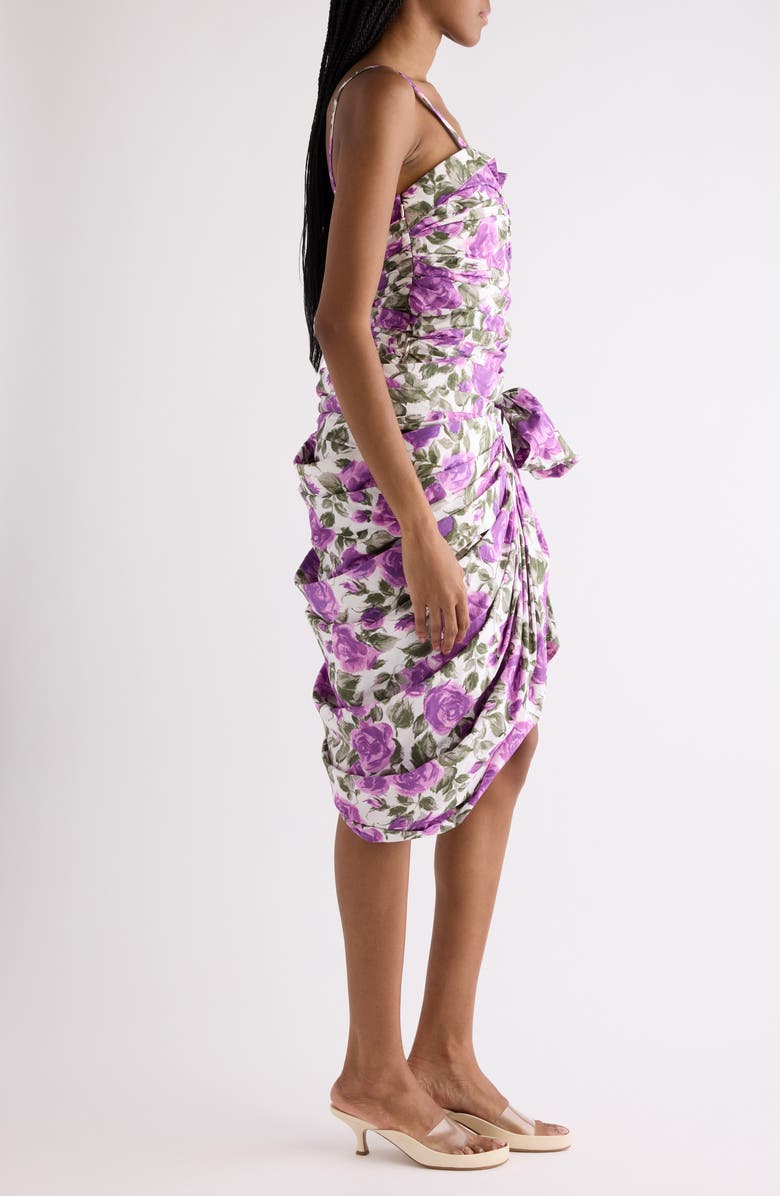 Chloé Roses Print Organic Cotton Poplin Dress, Alternate, color, White - Purple