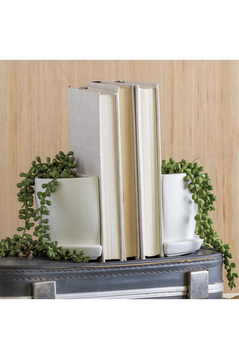 Dolomite Cream Planter Bookends Set of 2 White for Spring Garden Decor, Alternate, color, White