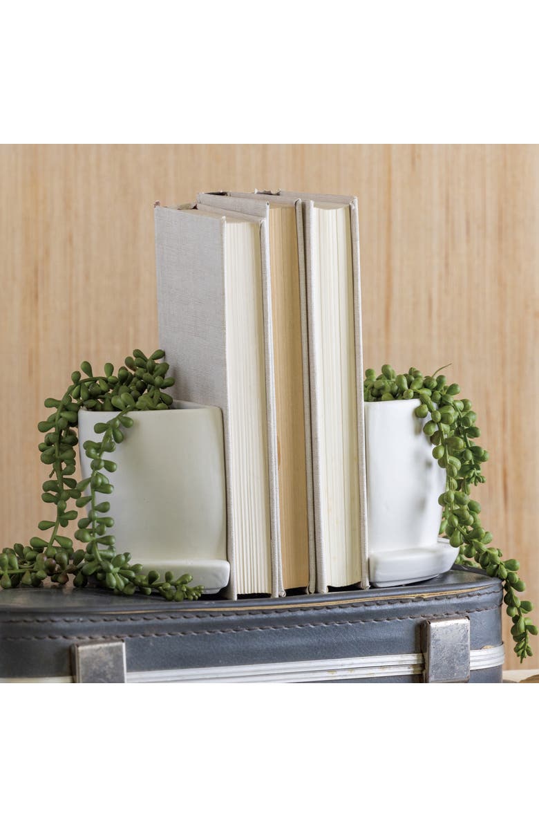 Transpac Dolomite Cream Planter Bookends Set of 2 White for Spring Garden Decor, Alternate, color, White