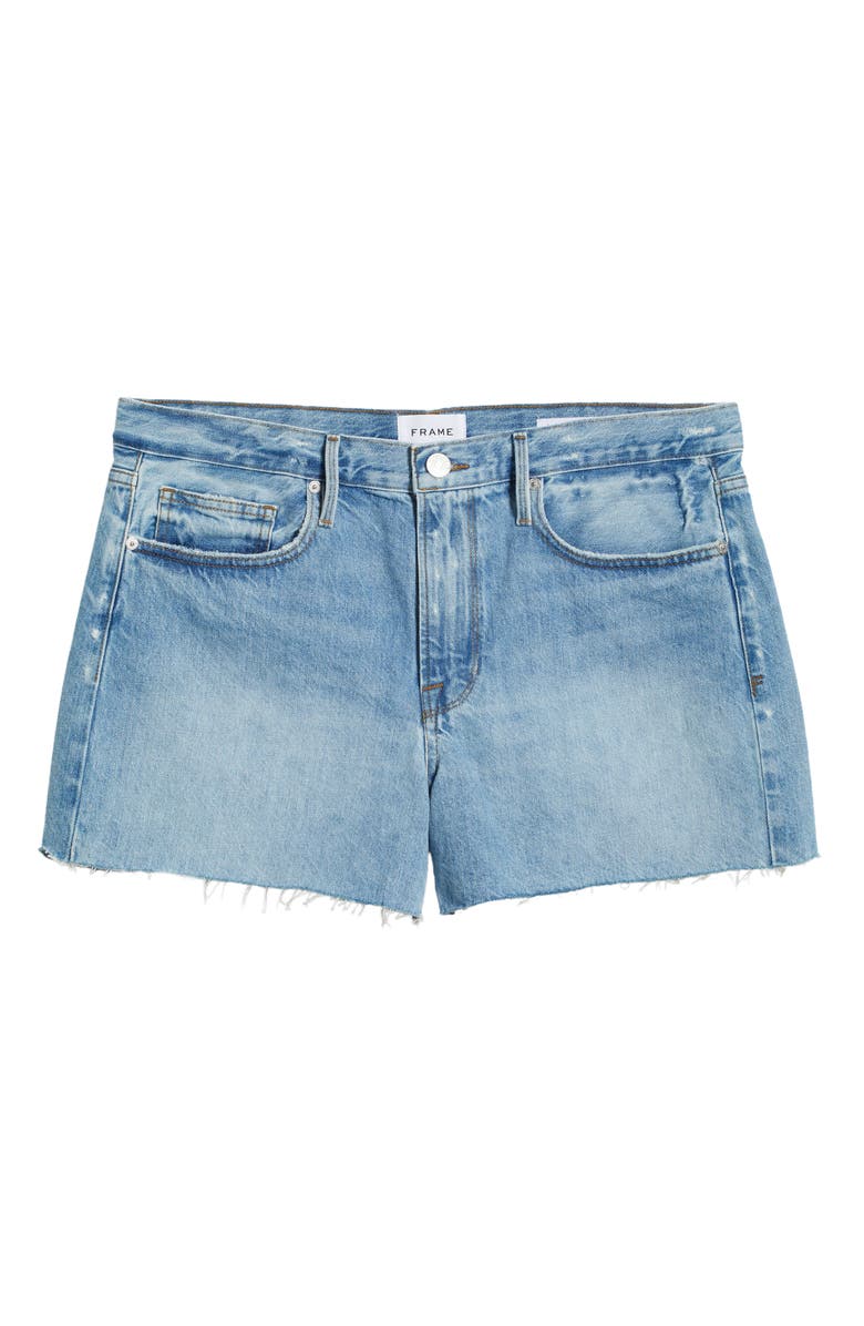 FRAME Le Brigette High Waist Raw Edge Denim Shorts, Alternate, color,