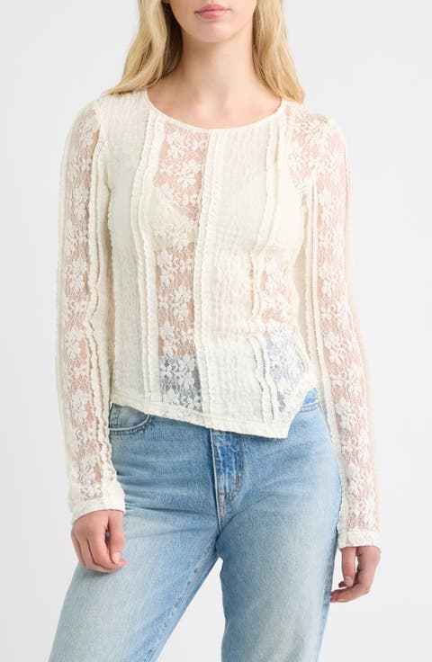 Lace Asymmetric Hem Top